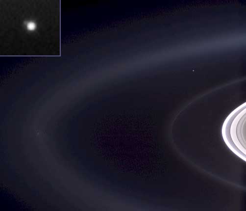 view of Earth along with view of Saturn's rings
